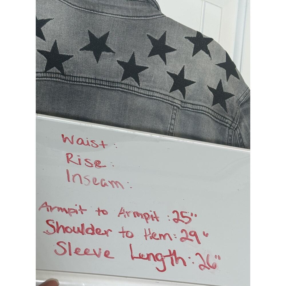 Women's Jean Jacket By LuleRoe Jaxon Gray Wash Buttons Black 3X Stars - Picture 6 of 6